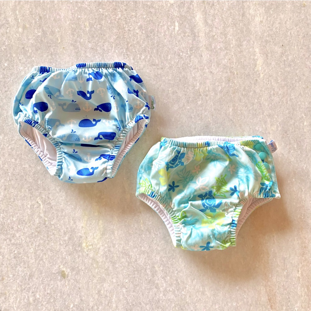 COPY - Two Pairs of Green Sprouts Reusable Swim Diapers sz 3T